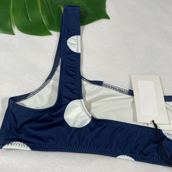 NEW SOLID‎ & STRIPED [ Large ] The Elle Polka Dot Bikini Top in Blue - Picture 10 of 12